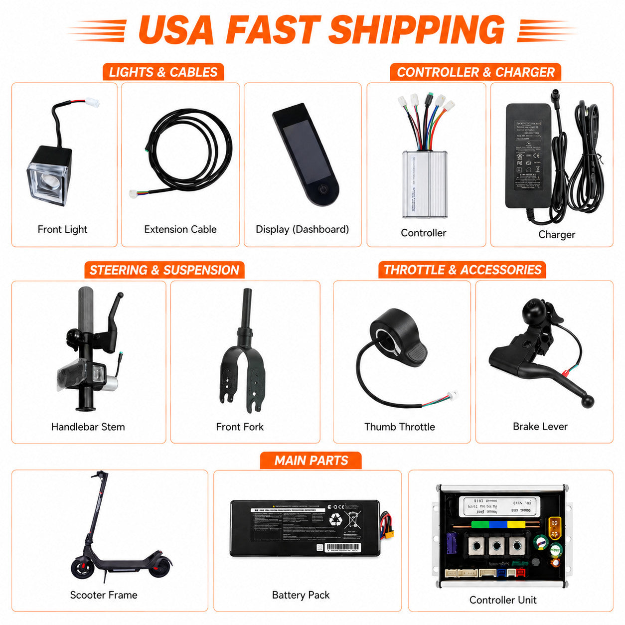 HLYZ A10 Electric Scooter Parts Replacement Accessories USA Fast Shipping!